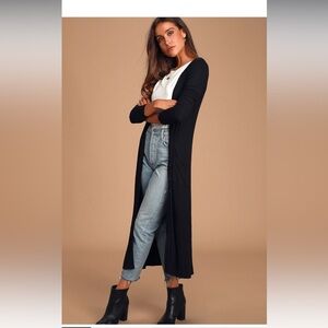 Lulu's Graceful Ways Black Long Cardigan Sweater